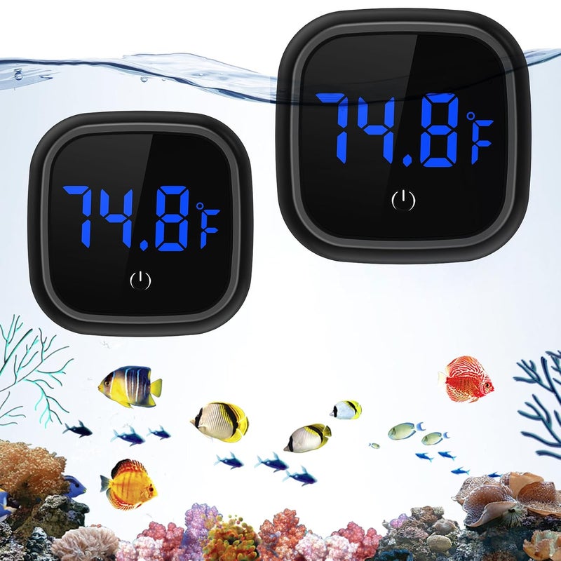 Ankilo Upgraded Aquarium Thermometer, 2 Pack Digital Fish Tank Thermometer, Large LED HD Display ±0.1°F, Fahrenheit Tank Temperature Measurement for Fish, Axolotl (Black) - Image 1